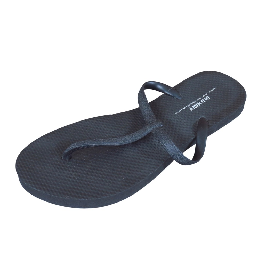 Old Navy Sugarcane Women T-Strap Flip Flop Sandals Size 7 Beach Pool Black